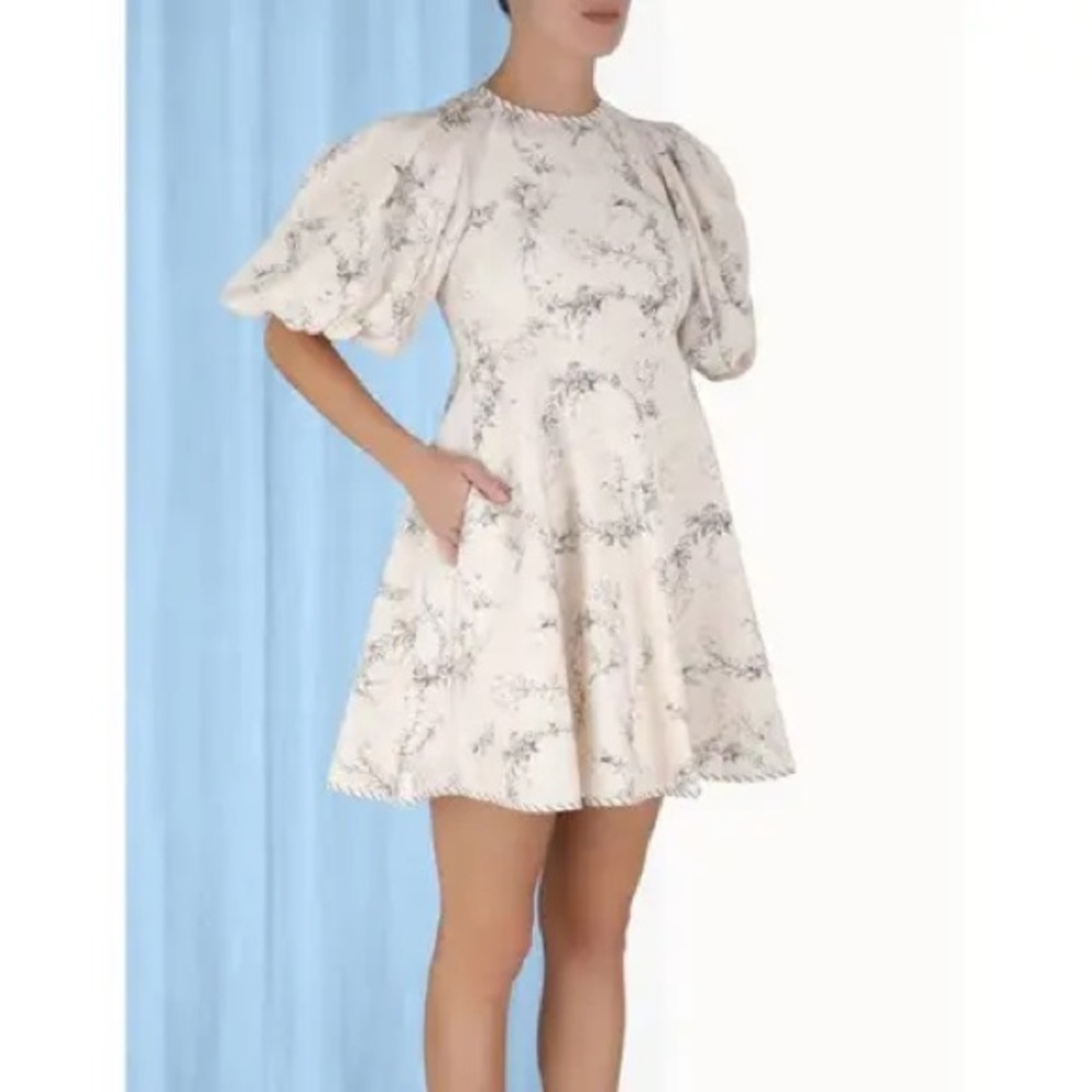 Zimmermann Day Mini Dress – Toile Print – Linen – Size 0P / US 2P
